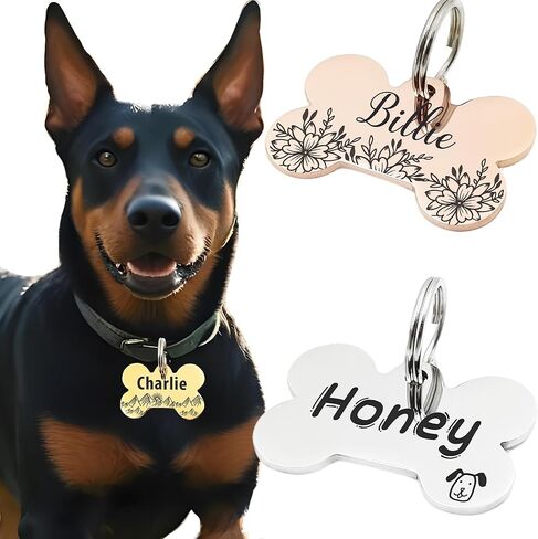 Dog Tags Personalized for Pets,Multiple Shapes and Colors,Custom Engraved Dog Cat Name Tags with Contact Information,Stainless Steel ID Tags,Decorative Design (Hexagon) in Saudi Arabia