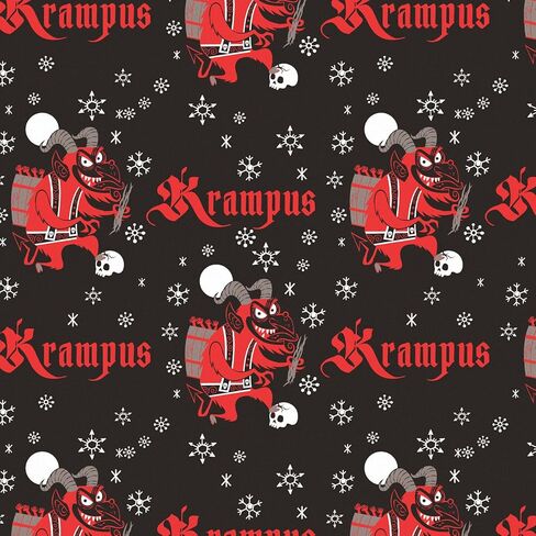 لفة ورق تغليف عيد الميلاد من RUSPEPA Krampus، لفة صغيرة، شيطان عطلة الرعب الأحمر، تصميم ندفة الثلج وقصب الحلوى، ورق تغليف هدايا ممتع للعطلة، حفلة ذات طابع خاص، 17 بوصة × 16.4 قدم in Saudi Arabia