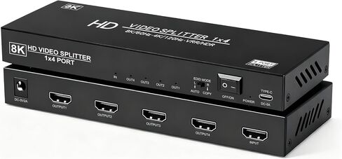 8K HDMI Splitter 1 in 2 Out 4k@120Hz 1x2 hdmi 2.1 Splitter for Dual Monitors (Not Extend) Support 8k@60Hz,4:4:4,48 Gbps,EDID,Auto Down Scaler, HDCP 2.3, VRR, HDR10+ for PS5，Laptop,HDTV,Projector in Saudi Arabia
