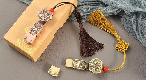 محرك فلاش USB معدني ميمون مع النمط الصيني البرونزي الرجعية النحاس على شكل عملة محرك USB تخزين الموسيقى بندريف (عملات برونزية 32 جيجابايت) in Kuwait