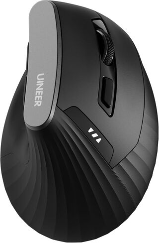 Uineer Vertical Mouse, 2.4GHz Ergonomic Wireless Bluetooth Mouse, 800/1200/1600/2400 Adjustable Dpi, 5 Buttons Ergonomic Mouse for Laptop, PC, Mac, Comfort and Reduced Wrist Strain (Black) in Saudi Arabia
