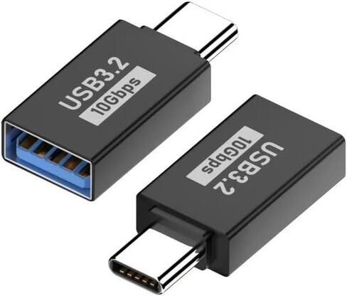 محول USB C ذكر إلى USB 3.2 أنثى، ومحول USB-C إلى USB-A [عبوة من قطعتين] للشحن ونقل البيانات بسرعة 10 جيجابت في الثانية وOTG - أسود in Kuwait