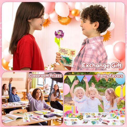 Valentines Day Cards for Kids School Classroom - 24 Pack Flowers Building Blocks with Valentines Cards, Unique Class Exchange Gifts for Girls Boys, Party Favors and Goodie Bags Stuffers in Saudi Arabia