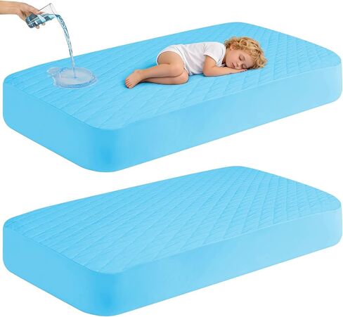 عبوتان من ملاءات سرير الأطفال المقاومة للماء - ملاءات سرير أطفال ملائمة من القطن مقاس 24 × 38، ملاءات حماية مرتبة سرير الأطفال، ملاءات سرير ناعمة، ملاءات سرير صغيرة قابلة للغسل، محايدة للأولاد والبنات والأطفال الصغار (أبيض، 24 × 38 بوصة) in Kuwait