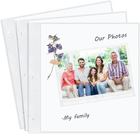 12x12 Scrapbook Album Refill Pages Set, with 10 Plastic Sleeves and 10 Blank Pages, Only Fits for 12x12 Inch Large 3 Ring Diy Scrapbook Album under This Brand in Kuwait