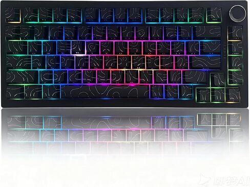لوحة مفاتيح الألعاب DstoPar K81، لوحة مفاتيح ميكانيكية قابلة للتبديل السريع بنسبة 75% مع مقبض، إضاءة خلفية RGB، أغطية مفاتيح PBT مطبوعة جانبية، هيكل حشية، لوحة مفاتيح سلكية 8000 مللي أمبير K81 (أبيض ساطع) in Saudi Arabia