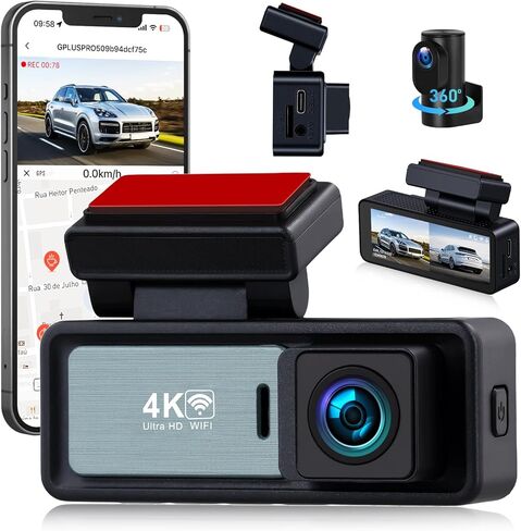 4K Dual Dash Cam Front and Rear, 4K+2K FHD Car Camera,Dash Camera for Cars Car Camera with GPS WiFi App Control 150° Wide Angle Night Vision G-Sensor Loop Recording 24H Parking Monitoring in Saudi Arabia