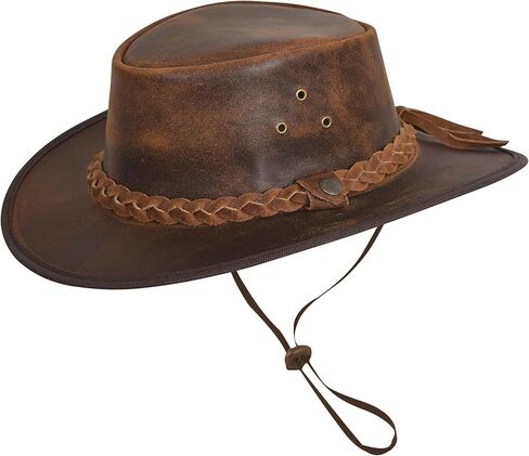 Unisex Leather Cowboy Hat Lightweight Handcrafted Western Shapeable Wide Brim | Western Hats for Men Black in Saudi Arabia