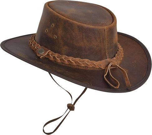 Unisex Leather Cowboy Hat Lightweight Handcrafted Western Shapeable Wide Brim | Western Hats for Men Black in Saudi Arabia