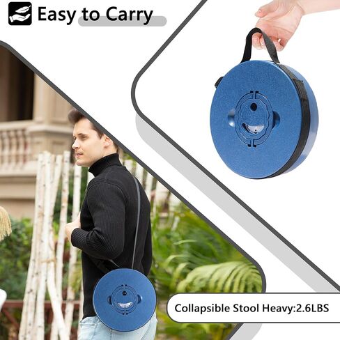 Upgraded Collapsible Stool with Cushion, 880Lbs Max Weight, Portable Folding Height Adjustable Lightweight Retractable Telescoping Stool for Camping Outdoors Fishing Hiking Travel BBQ with Carry Bag in Kuwait