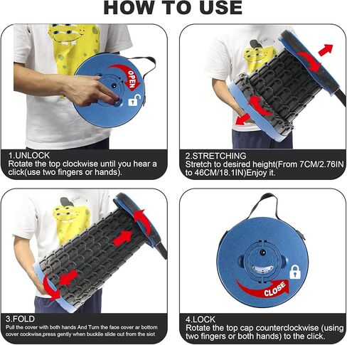 Upgraded Collapsible Stool with Cushion, 880Lbs Max Weight, Portable Folding Height Adjustable Lightweight Retractable Telescoping Stool for Camping Outdoors Fishing Hiking Travel BBQ with Carry Bag in Kuwait