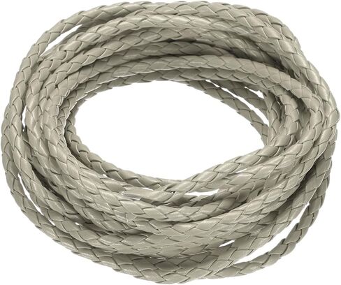Round Braided Leather Cord, 10 Yards 4mm Four-Strand Faux Beading String Rope Bolo Tie 10 Meters Long for Jewelry Making/DIY Crafts, String Macrame Bracelet Thread [Beige] in Saudi Arabia