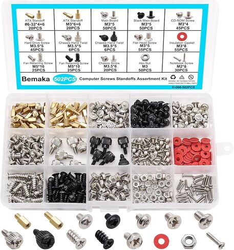 400PCS Computer Screws Assortment Kit, Motherboard Standoffs Screws PC Screws for Universal Motherboard, Laptop, SSD, Hard Drive, PC Case, PC Fan, for DIY PC Installation and Repair in Saudi Arabia