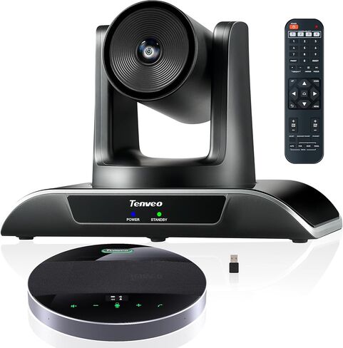 نظام المؤتمرات Tenveo 1080P 60FPS PTZ مع تكبير بصري 3X وزاوية رؤية واسعة 114 درجة ومكبر صوت بلوتوث MagiCall، وإخراج الفيديو عبر USB 3.0/HDMI/RS485/RS232، مثالي للاجتماعات الكبيرة in Kuwait