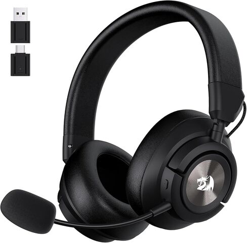 سماعة الألعاب اللاسلكية Redragon H889، 4 أوضاع اتصال 2.4G/BT/3.5 مم/USB، برامج تشغيل 53 مم، صوت مكاني، 7.1 صوت محيطي، ميكروفون قابل للفصل، متوافق مع أجهزة الكمبيوتر/PS5/PS4/NS/Xbox One/الهاتف، أسود in Saudi Arabia