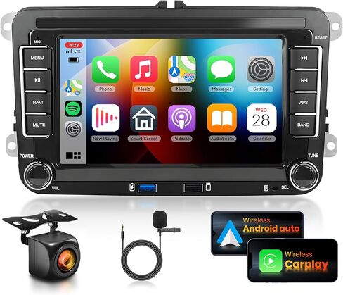 ستيريو سيارة 8Core 4G 64G لراديو VW Passat Jetta Golf Touran مع CarPlay Android Auto، شاشة لمس 9 بوصة 1080P HD 5.0 ​​راديو بلوتوث مع GPS WiFi FM/RDS EQ Obd2 HD كاميرا احتياطية 36/40Pin in Kuwait