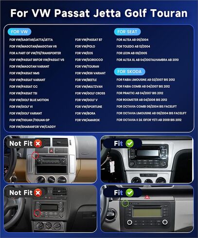ستيريو سيارة 8Core 4G 64G لراديو VW Passat Jetta Golf Touran مع CarPlay Android Auto، شاشة لمس 9 بوصة 1080P HD 5.0 ​​راديو بلوتوث مع GPS WiFi FM/RDS EQ Obd2 HD كاميرا احتياطية 36/40Pin in Kuwait