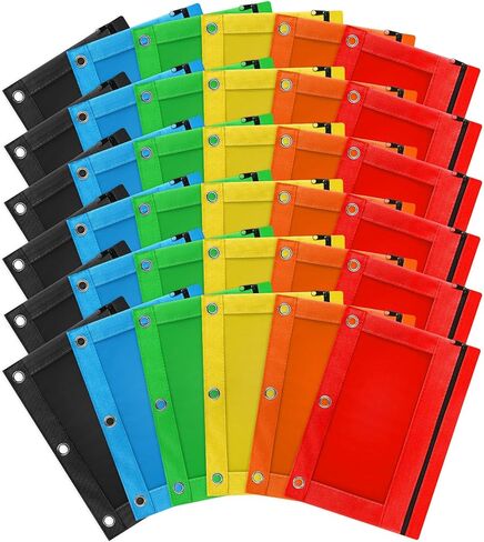 Gloween Pencil Pouch for 3 Ring Binder, 72 Pack Zipper Pencil Pouches/Case in Assorted Color, Durable Binder Pencil Pouch/Bag for Office School Supplies (6 Colors) in Saudi Arabia