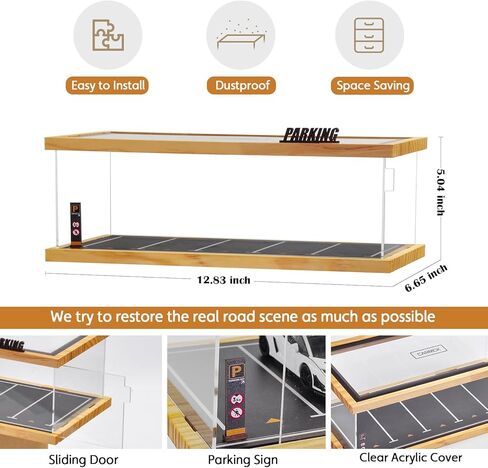 حالة عرض 1/64 مقياس Diecast مواقف السيارات مرآب موديل عرض CASE 5 أماكن وقوف السيارات مع غطاء الأضواء الغطاء الأكريليك الأخضر in Kuwait