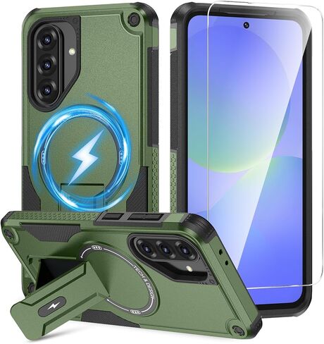 حافظة Caka لهاتف Samsung Galaxy A17 /A26 5G [متوافقة مع MagSafe] [مسند غير مرئي] [واقي شاشة HD]، غطاء هاتف مغناطيسي واقٍ لهاتف Galaxy A17 4G /5G & A26 5G 2025 - أزرق in Kuwait