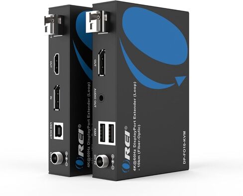 OREI 4K DisplayPort KVM Extender Over Fiber Optic Balun - USB 1.1 UltraHD 4K @ 60Hz Supports Keyboard & Mouse Up to 10 KM in Single Mode - 300M in Multi-Mode in Saudi Arabia