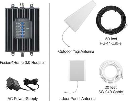 SureCall Flare 3.0 معزز إشارة الهاتف الخلوي للمنزل والمكتب حتى 3500 قدم مربع، يعزز 5G/4G LTE، هوائي Yagi الخارجي، متعدد المستخدمين، Verizon AT&T Sprint T-Mobile، معتمد من لجنة الاتصالات الفيدرالية، شركة أمريكية in Kuwait