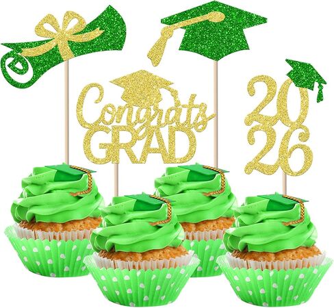 Rsstarxi 24 Pack Glitter Class of 2025 Graduation Cupcake Toppers 2025 Cap Diploma Cupcake Picks Decorations for 2025 Graduation Party Supplies Orange Blue in Saudi Arabia
