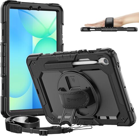 Timecity Case for Samsung Galaxy Tab S10 FE+/ S10 FE Plus 5G 2025 Protective 13.1 inch Tablet, Shockproof Heavy Duty Cover with S Pen Holder, Kickstand, Screen Protector, Hand & Shoulder Strap, Black in Saudi Arabia