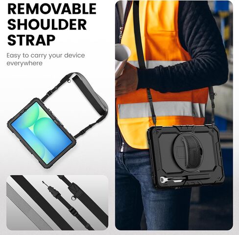 Timecity Case for Samsung Galaxy Tab S10 FE+/ S10 FE Plus 5G 2025 Protective 13.1 inch Tablet, Shockproof Heavy Duty Cover with S Pen Holder, Kickstand, Screen Protector, Hand & Shoulder Strap, Black in Saudi Arabia