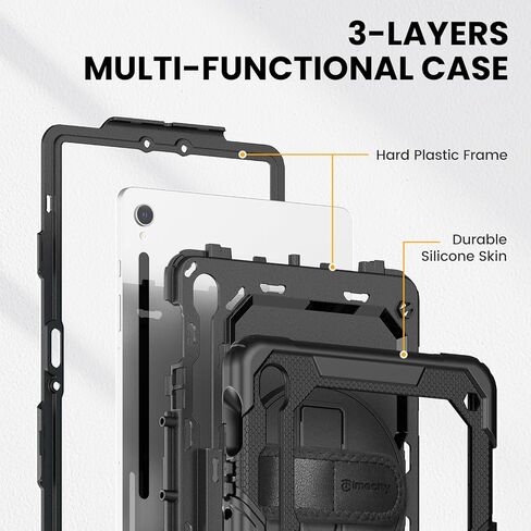 Timecity Case for Samsung Galaxy Tab S10 FE+/ S10 FE Plus 5G 2025 Protective 13.1 inch Tablet, Shockproof Heavy Duty Cover with S Pen Holder, Kickstand, Screen Protector, Hand & Shoulder Strap, Black in Saudi Arabia