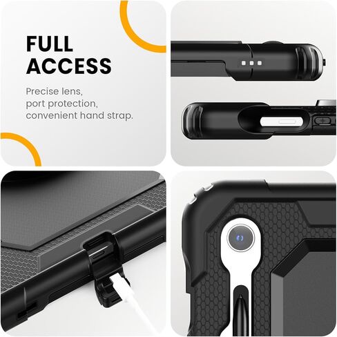 Timecity Case for Samsung Galaxy Tab S10 FE+/ S10 FE Plus 5G 2025 Protective 13.1 inch Tablet, Shockproof Heavy Duty Cover with S Pen Holder, Kickstand, Screen Protector, Hand & Shoulder Strap, Black in Saudi Arabia