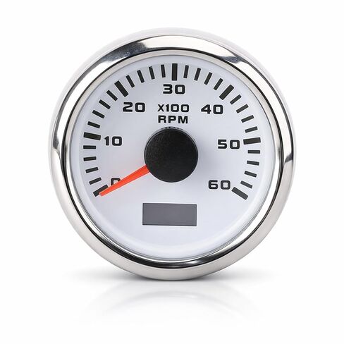 Denash 52mm /2in Tachometer,6000RPM Tachometer Tach Gauge with 7 Backlight Colors,9-32V DC RPM Gauge for Trucks Cars Boats (Black Dial Black Cover CX6227B) in Saudi Arabia