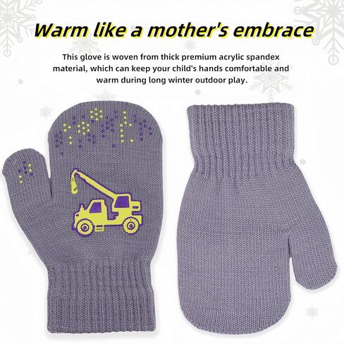 3 أزواج من القفازات الشتوية المحبوكة للأطفال الصغار - قفازات مطاطية للأطفال بأصابع كاملة للأولاد ناعمة ودافئة ومريحة in Kuwait