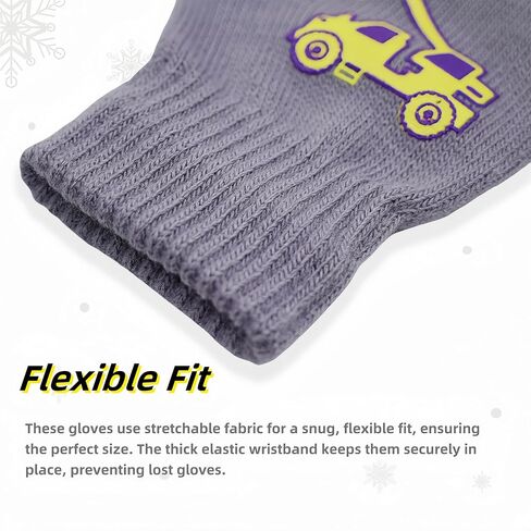 3 أزواج من القفازات الشتوية المحبوكة للأطفال الصغار - قفازات مطاطية للأطفال بأصابع كاملة للأولاد ناعمة ودافئة ومريحة in Kuwait