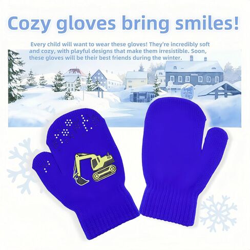3 أزواج من القفازات الشتوية المحبوكة للأطفال الصغار - قفازات مطاطية للأطفال بأصابع كاملة للأولاد ناعمة ودافئة ومريحة in Kuwait