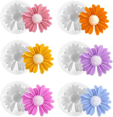 6pcs قوالب السيليكون زهرة زهرة ، قوالب شمعة من سيليكون زهرة لطيفة ، قوالب زهور ذات دقة ثلاثية الأبعاد لصنع الشموع ، شوكولاتة فندان ، تزيين الكيك ، الصابون ، حلوى طين غسول الشمع الشمع in Kuwait