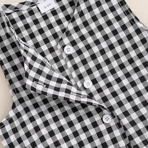 Qiylii 2PC Toddler Girls Plaids Casual Outfits Sleeveless Button-Down Vest Coat and Wide-leg Long Trousers Fall Pant Sets in Saudi Arabia