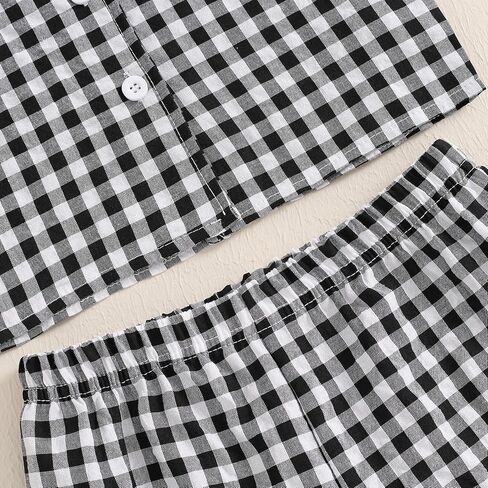 Qiylii 2PC Toddler Girls Plaids Casual Outfits Sleeveless Button-Down Vest Coat and Wide-leg Long Trousers Fall Pant Sets in Saudi Arabia