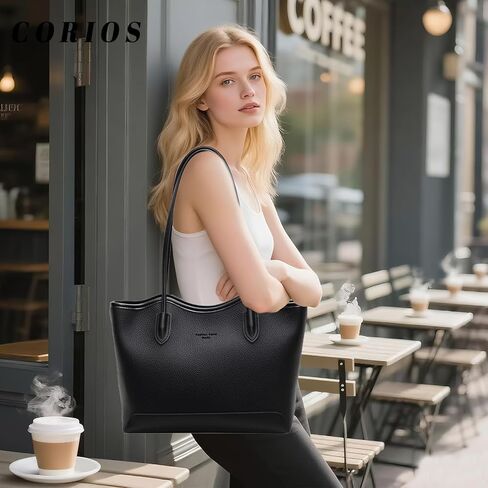 PU Leather Tote Bag Women Laptop Handbag with Zipper Spacious Multi-Pocket Designer Top Handle Bag Shoulder Bag in Saudi Arabia