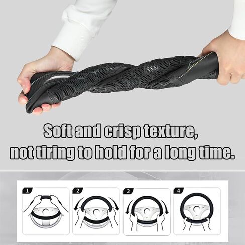 AICEL Car Steering Wheel Cover, Carbon Fiber Vehicle Steer Wheel Protector with 3D Honeycomb Design, Anti-Slip Steer Wheel Protection Guard, Universal Automotive Accessories (Coffee) in Saudi Arabia