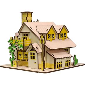 3D Wooden Puzzle for Adults, 3PCS Little House Model Kits to Build, Log Cabin 3D Puzzle, Wooden Country Cottage Building Model, Tabletop Decoration in Kuwait
