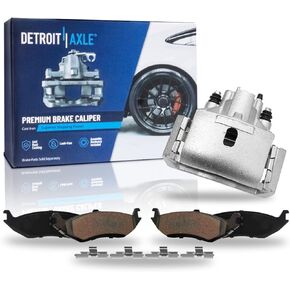 محور ديترويت - طقم فرامل 8 قطع لسيارة جيب 2018 2019 2020 2021 2022 2023 رانجلر، دوارات فرامل مشقوقة محفورة استبدال وسادات الفرامل السيراميكية: دوارات أمامية 12.99 بوصة وخلفية 13.46 بوصة in Kuwait