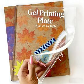 Funria Gel Printing Plate Kit with 8" X 10" Reusable Gel Printing Plate, Printing Paper, Baren, Stencils, Rubber Roller, Crafts Printmaking Supplies for Mixed Media Art Monoprinting Card Making in Saudi Arabia
