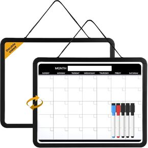 Monthly Whiteboard Calendar for Wall, Small 16" x 12" Dry Erase Board with Plastic Frame, Hanging Dry Erase Calendar for Kitchen Planner, Memo, Office in Saudi Arabia