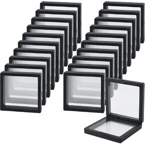 20 PCS أسود ثلاثي الأبعاد حالة العرض العائمة 4.3 × 4.3 × 0.8 بوصة ، شاشة التحدي عملة معدنية ، صندوق تخزين مجوهرات PE شفاف ، حامل عرض عائم على العملات العتيقة ، الميدالية ، الطوابع in Kuwait