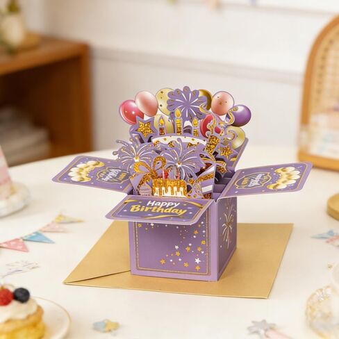 Funny Happy Birthday Pop Up Card Unique Handmade Foldable Celebration Cards Sweet 3D Birthday Gift Box with Envelopes in Saudi Arabia