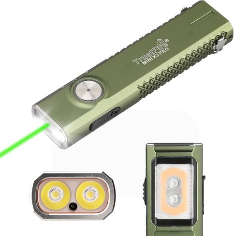 مصباح يدوي TrustFire Mini X3-PRO مسطح EDC مع ضوء أبيض، ضوء فيضانات، الأشعة فوق البنفسجية، شعاع أخضر، أحمر، ضوء أزرق، 2050 لومن مصابيح كاشفة قابلة لإعادة الشحن، أوضاع إضاءة 6 في 1 للتخييم والطوارئ (أسود) in Kuwait