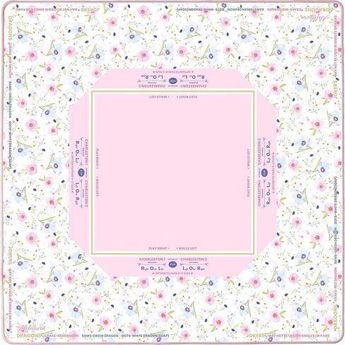 Mahjong Mat - 32.6x32.6 inch American Mah Jongg Mat Non -Slip Lovenuction Mahjong Table Cover مع قواعد ، حصيرة ألعاب محمولة للبوكر ، ألعاب الطاولة ، البطاقات ، البلاط والدومينو (Pink Floral) in Kuwait