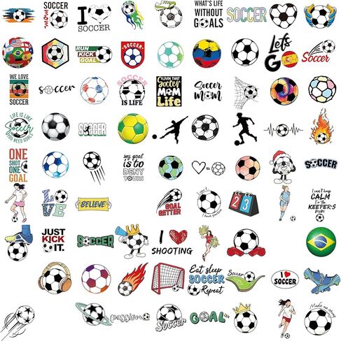 100 PCS Soccer Stickers ، ملصق مقاوم للماء فينيل لزجاجات المياه المحمولة ، هدايا كرة القدم للفتيات ، وصالح حفلات كرة القدم ومخزن عيد الميلاد للأطفال in Saudi Arabia