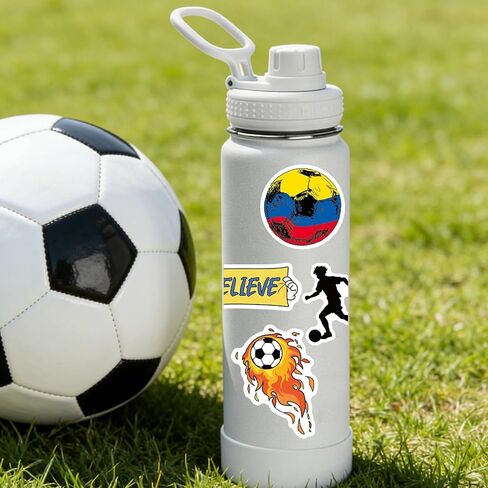 100 PCS Soccer Stickers ، ملصق مقاوم للماء فينيل لزجاجات المياه المحمولة ، هدايا كرة القدم للفتيات ، وصالح حفلات كرة القدم ومخزن عيد الميلاد للأطفال in Saudi Arabia